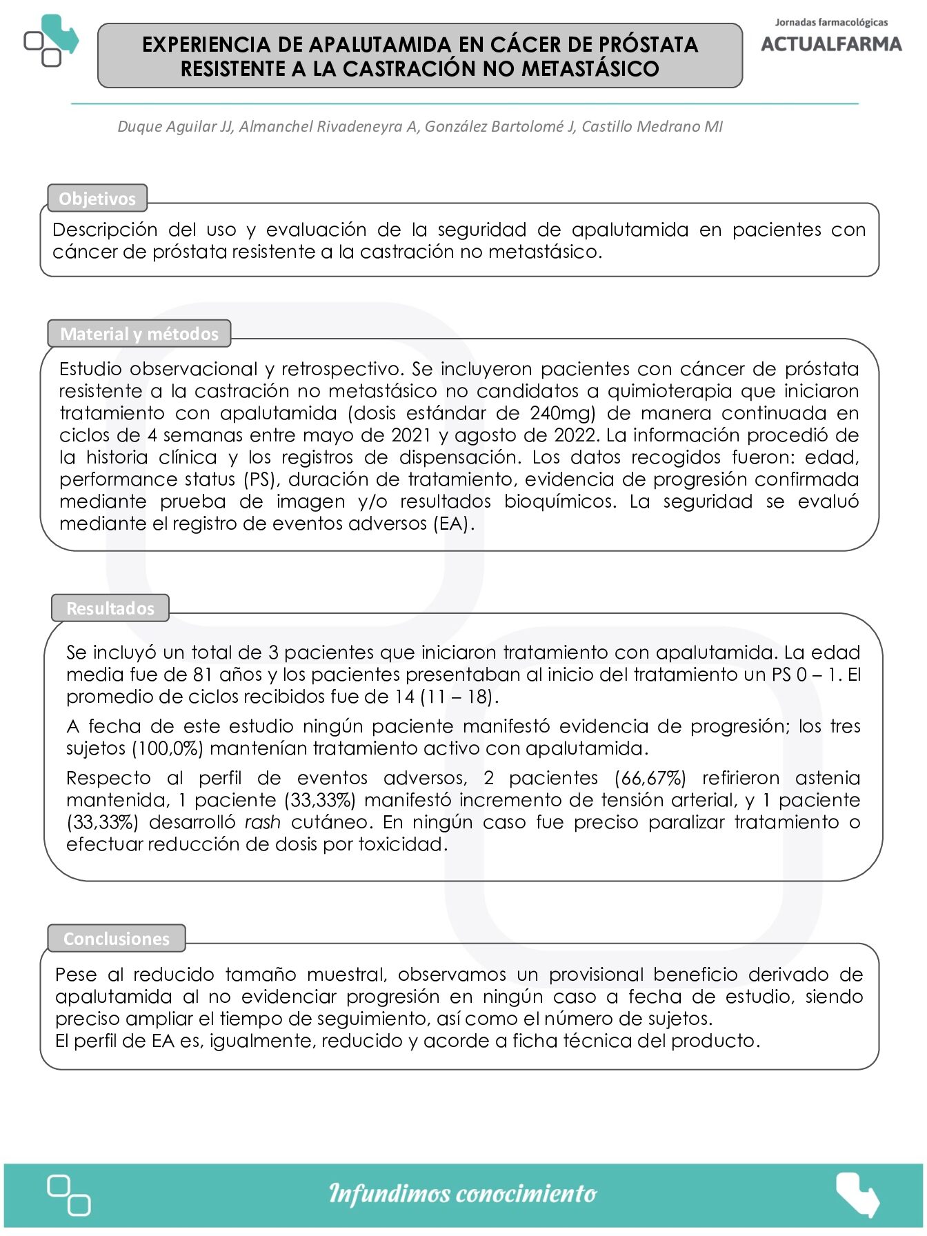 Descargar EXPERIENCIA DE APALUTAMIDA EN CÁNCER DE PRÓSTATA RESISTENTE A LA CASTRACIÓN NO METASTÁSICO