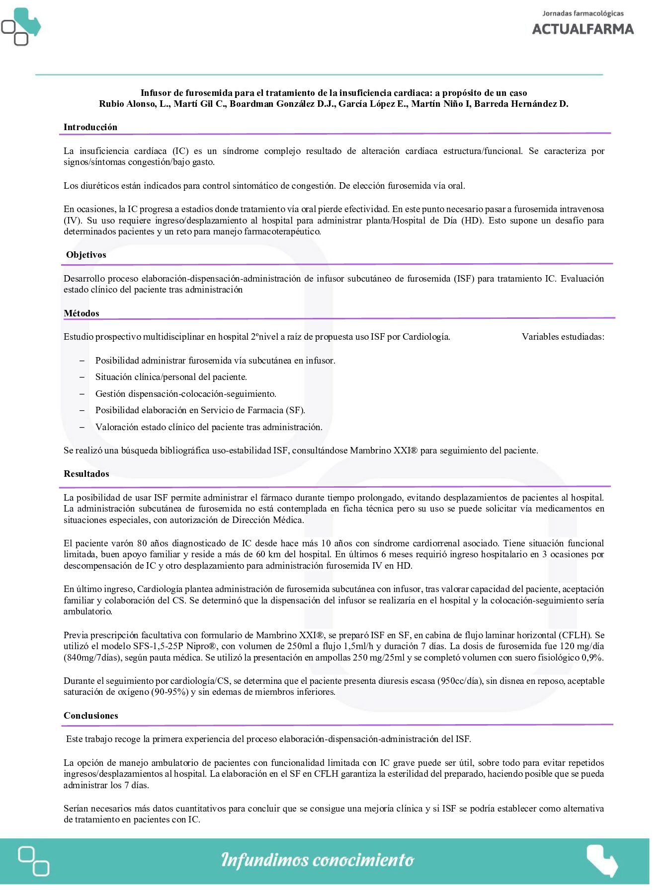 Descargar Infusor de furosemida para el tratamiento de la insuficiencia cardiaca: a propósito de un caso