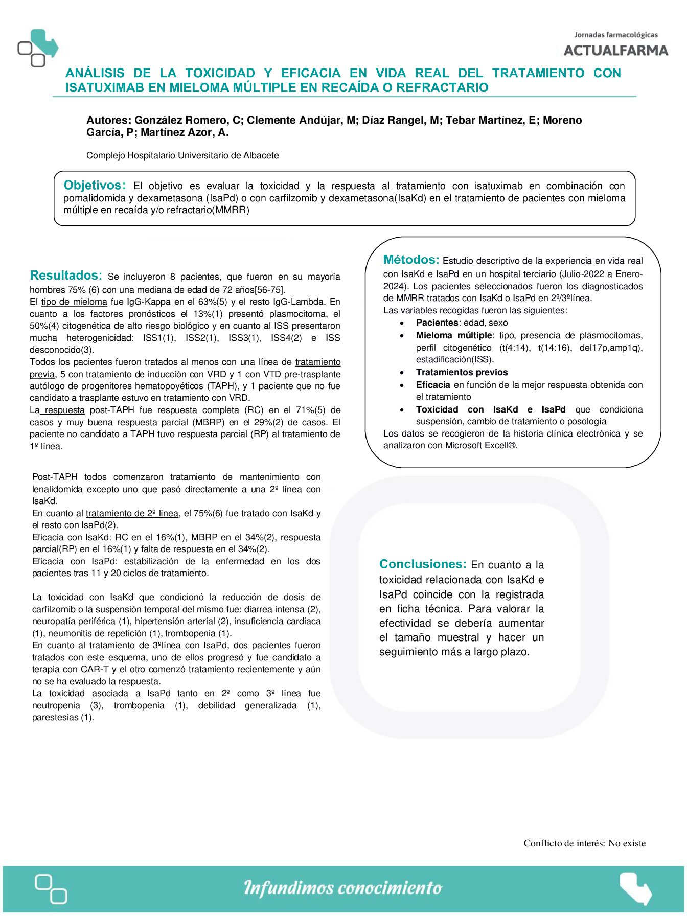 Descargar ANÁLISIS DE LA TOXICIDAD Y EFICACIA EN VIDA REAL DEL TRATAMIENTO CON ISATUXIMAB EN MIELOMA MÚLTIPLE EN RECAÍDA O REFRACTARIO