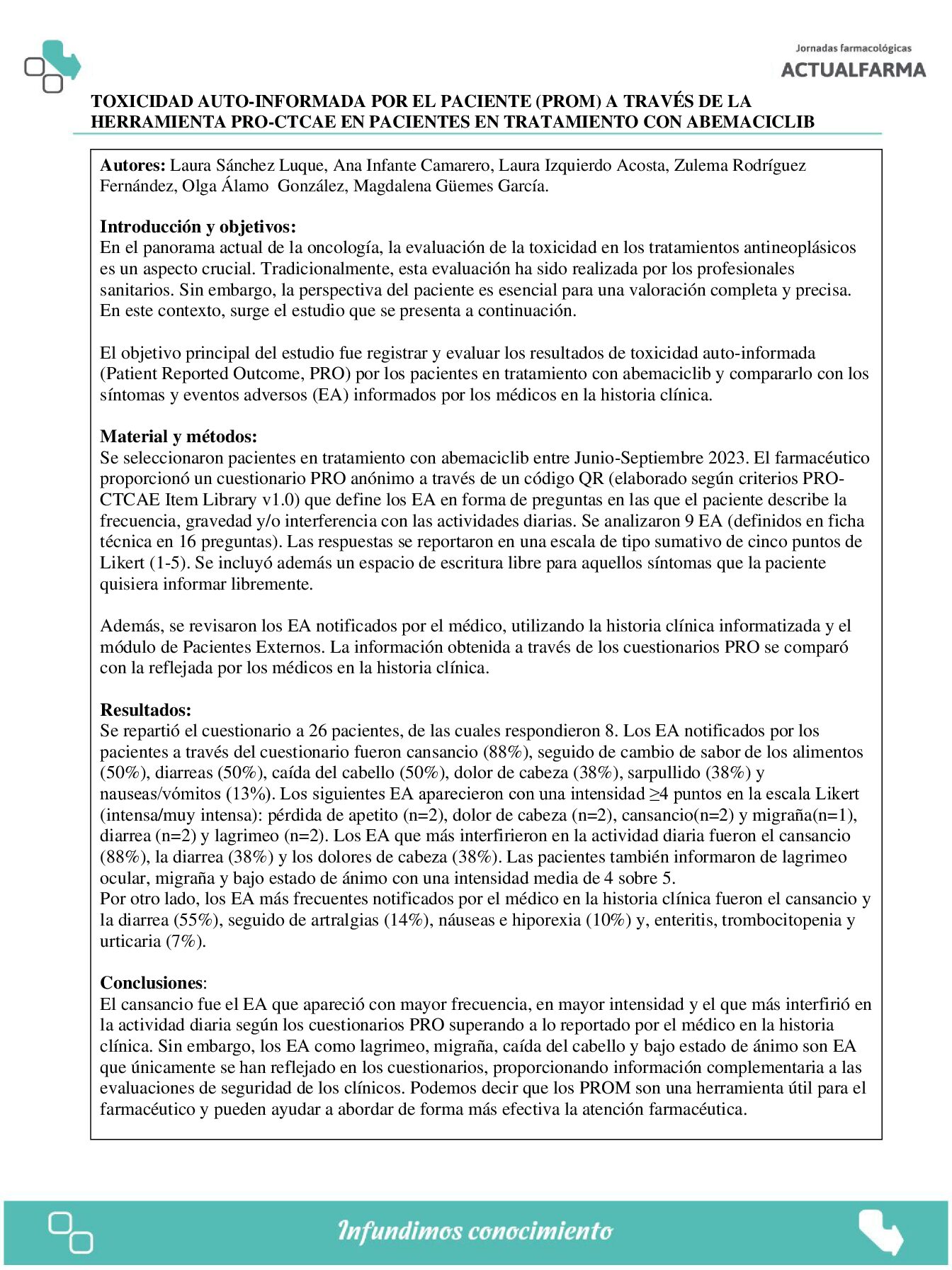 Descargar TOXICIDAD AUTO-INFORMADA POR EL PACIENTE (PROM) A TRAVÉS DE LA HERRAMIENTA PRO-CTCAE EN PACIENTES EN TRATAMIENTO CON ABEMACICLIB