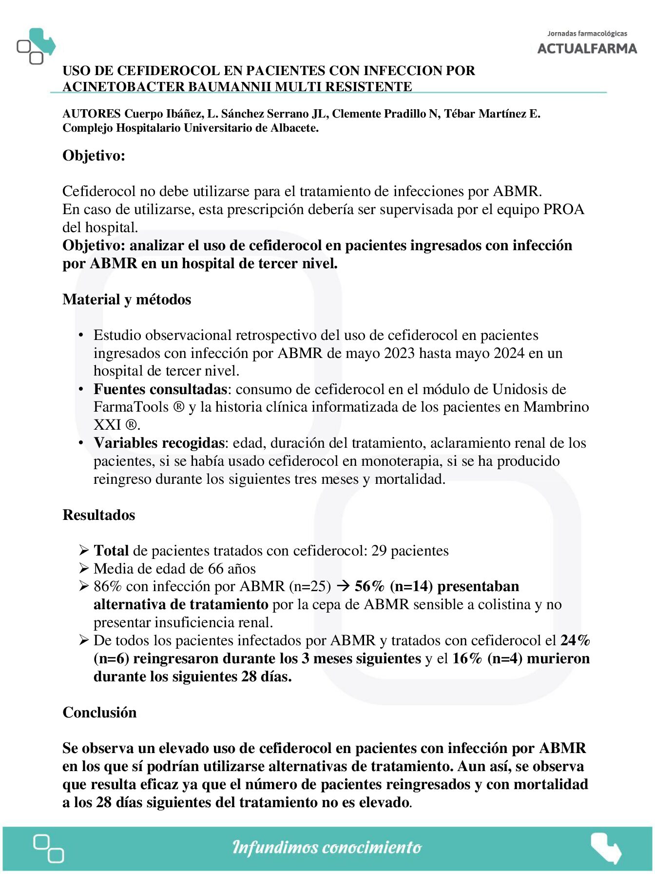 Descargar Uso de cefiderocol en pacientes con infección por Acinetobacter baumannii multirresistente