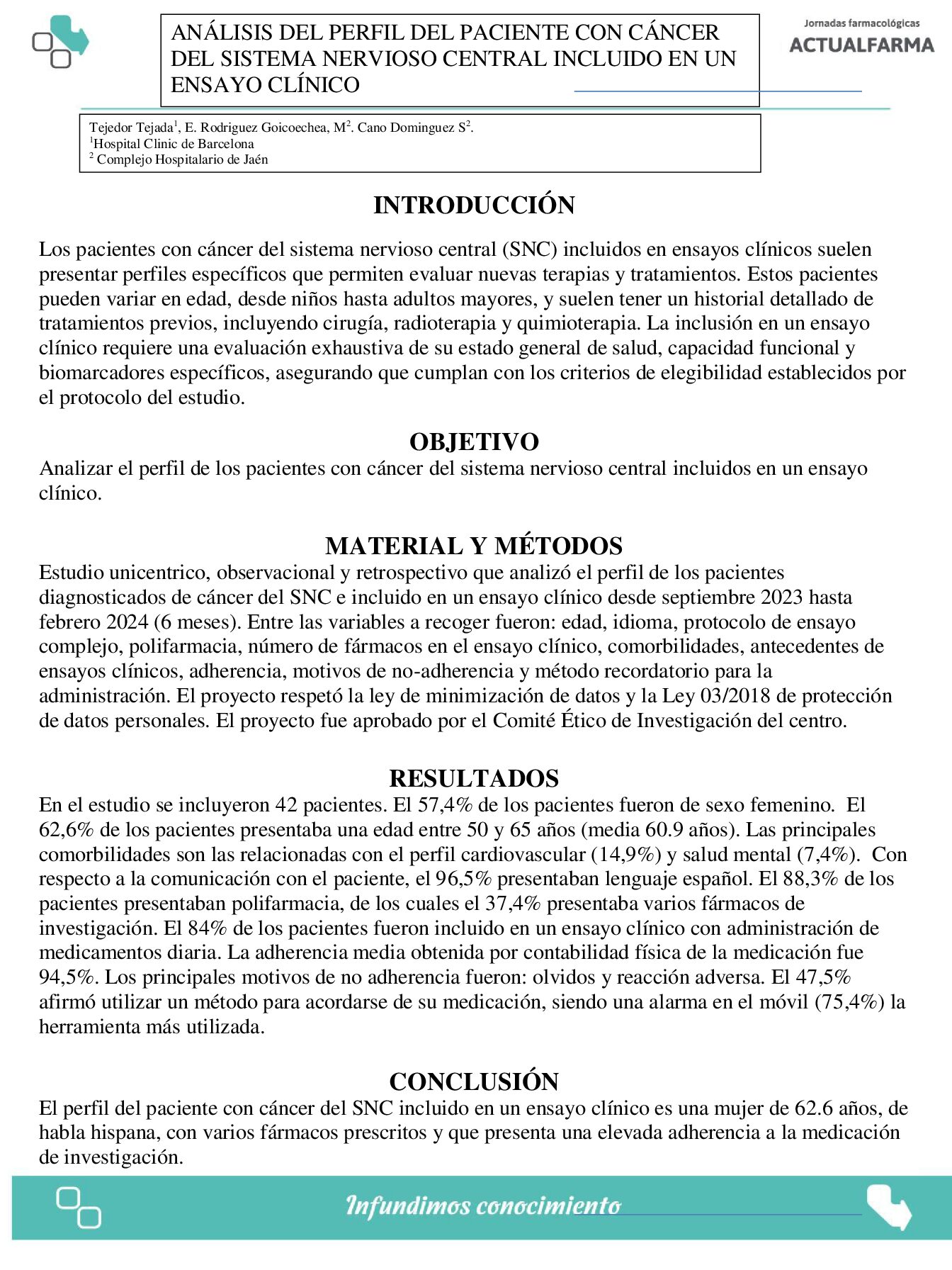 Descargar ANÁLISIS DEL PERFIL DEL PACIENTE CON CÁNCER DEL SISTEMA NERVIOSO CENTRAL INCLUIDO EN UN ENSAYO CLÍNICO