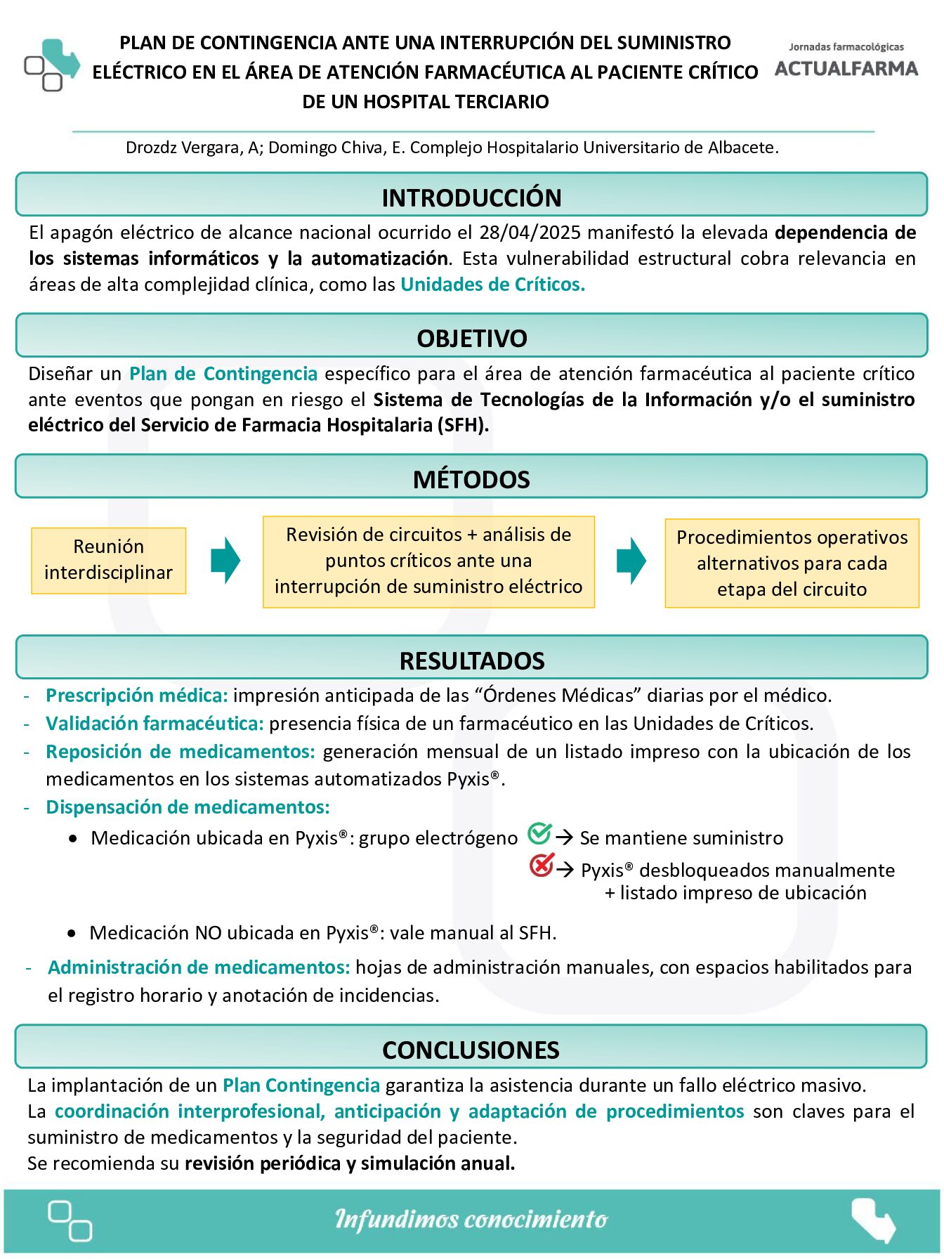 Descargar PLAN DE CONTINGENCIA ANTE UNA INTERRUPCIÓN DEL SUMINISTRO ELÉCTRICO EN EL ÁREA DE ATENCIÓN FARMACÉUTICA AL PACIENTE CRÍTICO DE UN HOSPITAL TERCIARIO