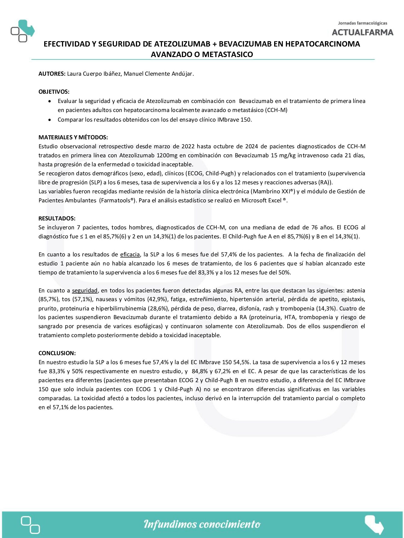 Descargar EFECTIVIDAD Y SEGURIDAD DE ATEZOLIZUMAB + BEVACIZUMAB EN HEPATOCARCINOMA AVANZADO O METASTASICO