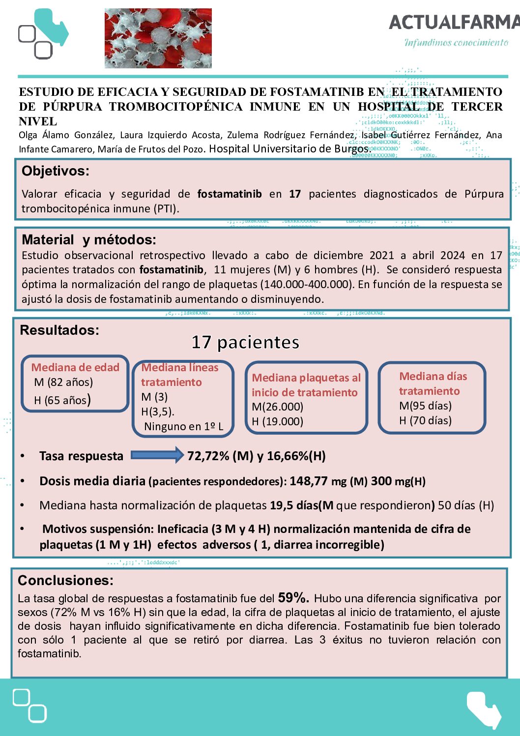 Descargar ESTUDIO DE EFICACIA Y SEGURIDAD DE FOSTAMATINIB EN EL TRATAMIENTO DE PÚRPURA TROMBOCITOPÉNICA INMUNE EN UN HOSPITAL DE TERCER NIVEL