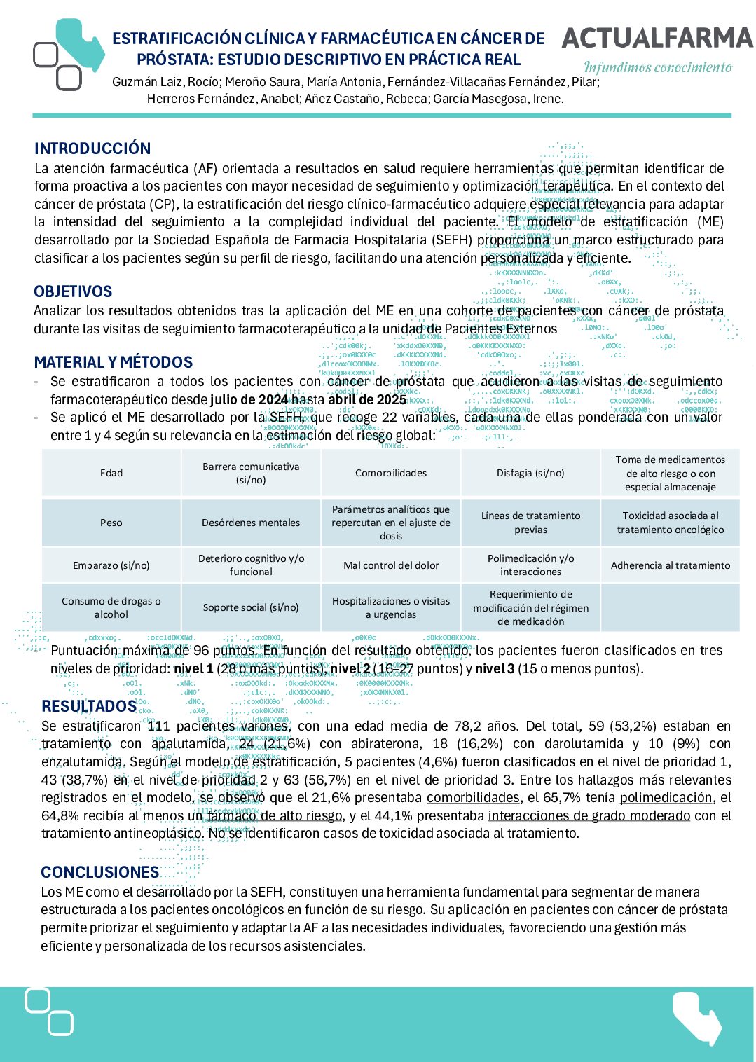 Descargar Estratificación clínica y farmacéutica en cáncer de próstata: estudio descriptivo en práctica real