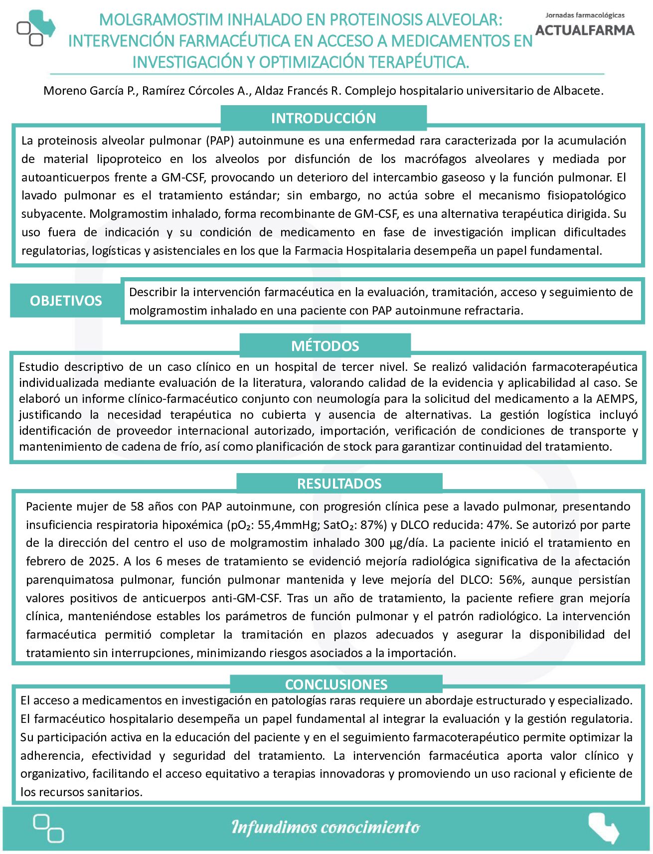 Descargar MOLGRAMOSTIM INHALADO EN PROTEINOSIS ALVEOLAR: INTERVENCIÓN FARMACÉUTICA EN ACCESO A MEDICAMENTOS EN INVESTIGACIÓN Y OPTIMIZACIÓN TERAPÉUTICA.