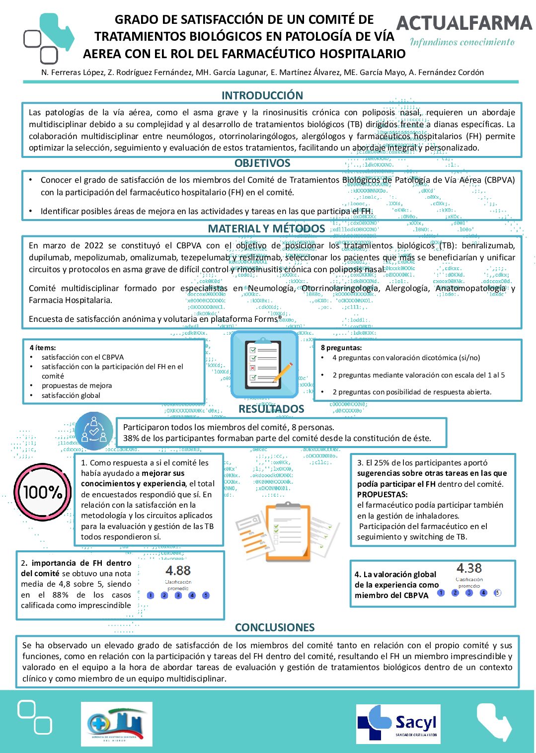 Descargar GRADO DE SATISFACCIÓN DE UN COMITÉ DE TRATAMIENTOS BIOLÓGICOS EN PATOLOGÍA DE VÍA AEREA CON EL ROL DEL FARMACÉUTICO HOSPITALARIO
